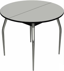 Круглый стол на кухню Ривьера исп. круг хром №5 (стекло белое/черный) в Симферополе
