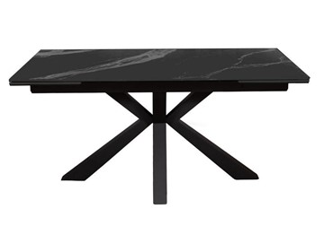 Керамический обеденный стол раздвижной DikLine SFE160 Керамика Черный мрамор/подстолье черное/опоры черные (2 уп.) в Симферополе