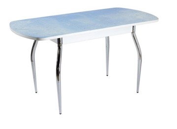 Стеклянный кухонный стол ПГ мини СТФ белый ЛДСП/стекло капли/хром фигурные в Симферополе