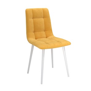 Обеденный стул Белла, велюр тенерифе куркума/Цвет металл белый в Симферополе