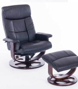 Кресло ДамОфис J6011 для релаксации нат. кожа / дерево, черный в Симферополе
