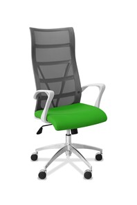 Кресло в офис Топ X белый каркас, сетка/ткань TW / серая/салатовая в Симферополе