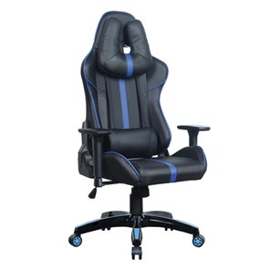 Кресло компьютерное BRABIX "GT Carbon GM-120", две подушки, экокожа, черное/синее, 531930 в Симферополе
