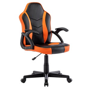Кресло офисное BRABIX "Shark GM-203", экокожа, черное/оранжевое, 532513 в Симферополе