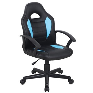 Кресло компьютерное BRABIX "Spark GM-201", экокожа, черное/голубое, 532505 в Симферополе