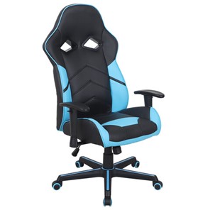 Кресло офисное BRABIX "Storm GM-006", регулируемые подлокотники, экокожа, черное/голубое, 532501 в Симферополе