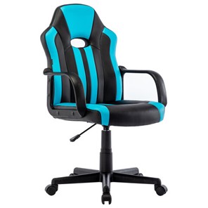 Кресло офисное BRABIX "Stripe GM-202", экокожа, черное/голубое, 532509 в Симферополе