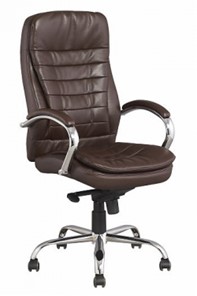 Кресло компьютерное J 9031-1 экокожа /хром, коричневый в Симферополе