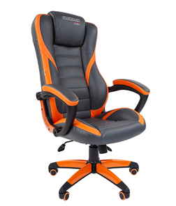 Кресло компьютерное CHAIRMAN GAME 22 эко кожа, серый/оранжевый в Симферополе