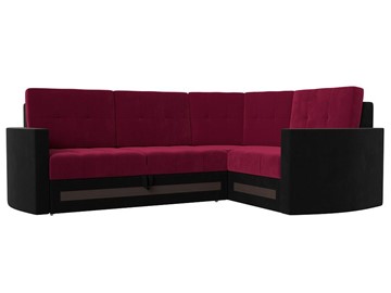 Угловой раскладной диван Белла, Бордовый/Черный (Микровельвет) в Симферополе