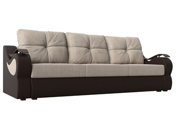 Прямой диван Меркурий еврокнижка, Бежевый/коричневый (рогожка/экокожа) в Симферополе