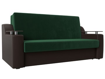 Прямой диван Сенатор Аккордеон 160, Зеленый\Коричневый (Велюр\Экокожа) в Симферополе