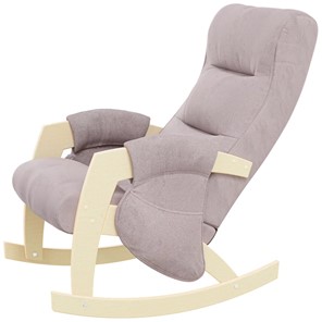 Кресло-качалка ЭЛИТ с карманами Джанни (каркас дуб, сиденье серо-розовое) в Симферополе