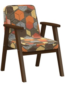 Мягкое кресло Ретро ткань геометрия коричневый, каркас орех в Симферополе