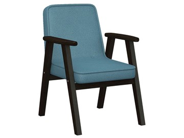 Кресло мягкое Ретро ткань голубой, каркас венге в Симферополе