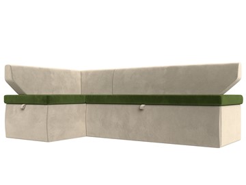 Угловой кухонный диван Омура, Зеленый\Бежевый (Микровельвет) в Симферополе