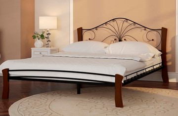 Кровать 2-спальная Фортуна 4 Лайт, 1600, черный/махагон в Симферополе