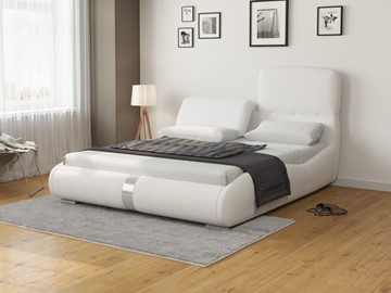Кровать спальная Лукка 160х200, Экокожа (Белый) в Симферополе