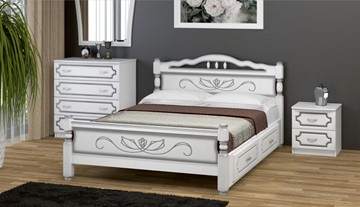 Кровать с выкатными ящиками Карина-5 (Белый Жемчуг) 160х200 в Симферополе