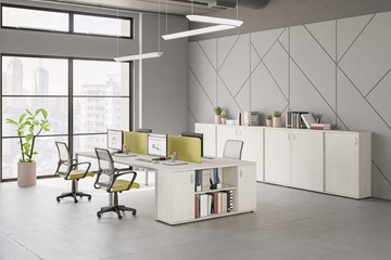 Офисный набор мебели Комфорт КФ (белый премиум) на сером металокаркасе в Симферополе