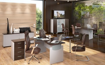 Комплект офисной мебели OFFIX-NEW для двух сотрудников и руководителя в Симферополе