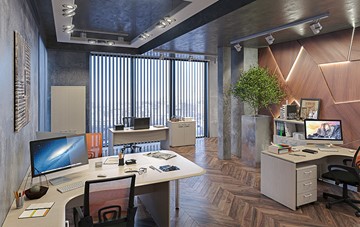 Комплект офисной мебели Wave 3, 3 рабочих места и шкафы в Симферополе