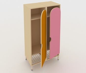 Распашной детский шкаф ШГС2 Беж + Розовый+Оражневый в Симферополе