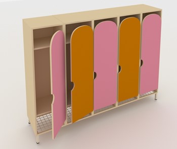 Детский шкаф распашной ШГС5 Беж +Оранжевый + Розовый в Симферополе