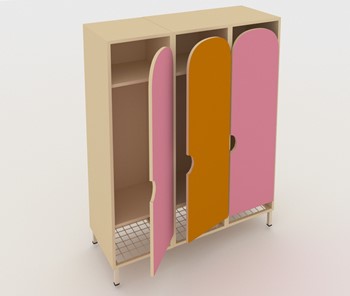 Шкаф детский распашной ШГС3 Беж + Розовый + Оранжевый в Симферополе
