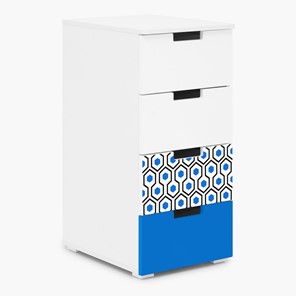 Тумба с ящиками Svogen 4 ящика, сине-белый/соты синие в Симферополе