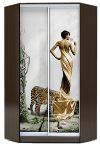 Угловой шкаф 2300х1103, ХИТ У-23-4-77-03, Девушка с леопардом, венге в Симферополе