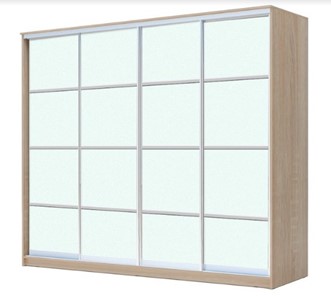 Шкаф 4-х дверный ХИТ 23-4-24/2-8888, с матовым стеклом, разделительные планки х4, Дуб сонома в Симферополе
