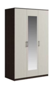Шкаф 3 двери Светлана, с зеркалом, венге/дуб молочный в Симферополе