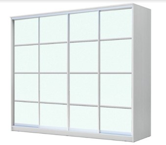 Шкаф 4-х дверный ХИТ 22-4-24/2-8888, с матовым стеклом, разделительные планки х4, Белый в Симферополе