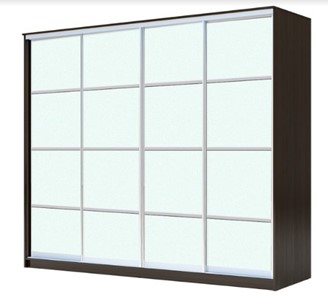 Шкаф 4-х дверный ХИТ 22-24/2-8888, с матовым стеклом, разделительные планки х4, Венге в Симферополе