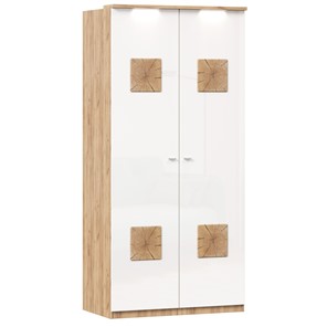 Шкаф двухстворчатый Фиджи с декоративными накладками 659.237, цвет белый в Симферополе