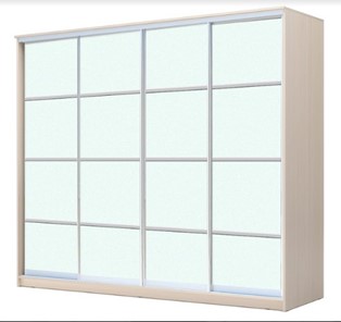 Шкаф 4-х дверный ХИТ 23-24/2-8888, с матовым стеклом, разделительные планки х4, Дуб млечный в Симферополе