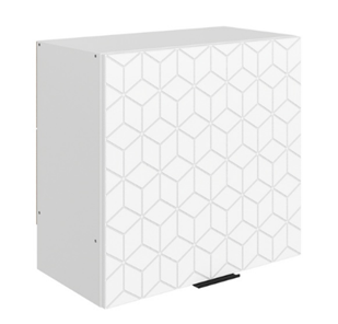 Навесной кухонный шкаф Стоун L600 Н566 (1 дв. гл.) с фрезировкой (белый/джелато софттач) в Симферополе