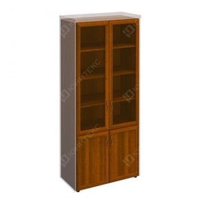 Шкаф для документов со стеклянными дверьми в рамке Мастер, темный орех (90х45х208) МТ 379 в Симферополе