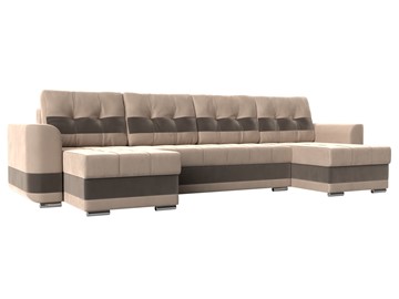П-образный диван Честер, Бежевый/коричневый (велюр) в Симферополе