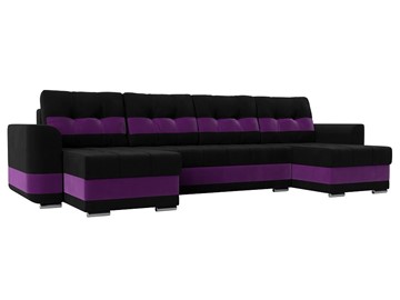 П-образный диван Честер, Черный/фиолетовый (вельвет) в Симферополе