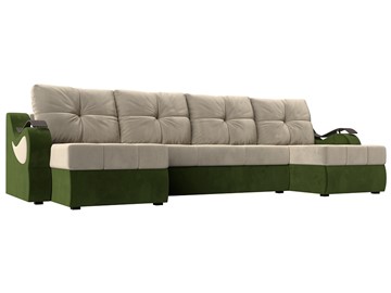 П-образный диван Меркурий П, Бежевый/зеленый (вельвет) в Симферополе