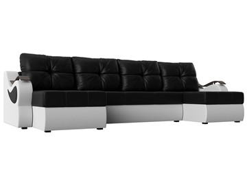 П-образный диван Меркурий П, Черный/белый (экокожа) в Симферополе