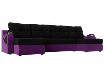 П-образный диван Меркурий П, Черный/фиолетовый (вельвет) в Симферополе