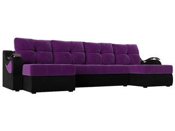 П-образный диван Меркурий П, Фиолетовый/черный (вельвет) в Симферополе