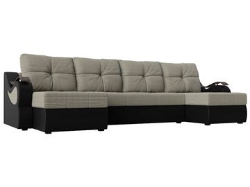 П-образный диван Меркурий П, Корфу 02 (рогожка)/черный (экокожа) в Симферополе