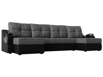 П-образный диван Меркурий П, Серый/черный (рогожка/экокожа) в Симферополе