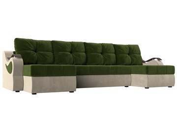 П-образный диван Меркурий П, Зеленый/бежевый (вельвет) в Симферополе