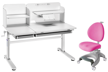 Комплект парта + кресло Iris II Grey + Cielo Pink + чехол для кресла в подарок в Симферополе
