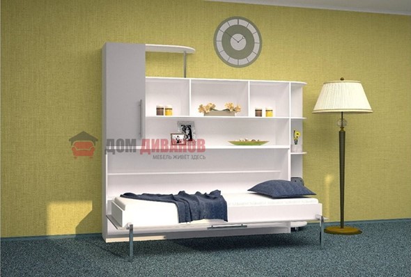 Детская кровать-шкаф Горизонтальная в серых тонах, Белый шагрень/Алюминий (900х2000) в Симферополе - изображение